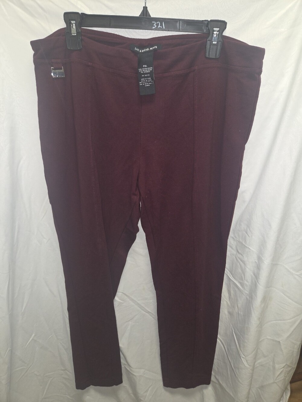 Zac & Rachel Petite PXL Maroon Leggings No Pockets Great Condition